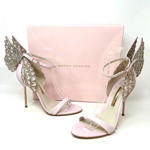 Sophia Webster Silver and Pink Winged Heels